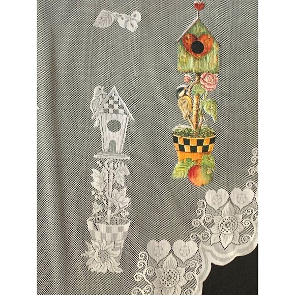 Springtime Swag Lace Curtains with Floral Design 58"x38" White Window Décor - Picture 9 of 15